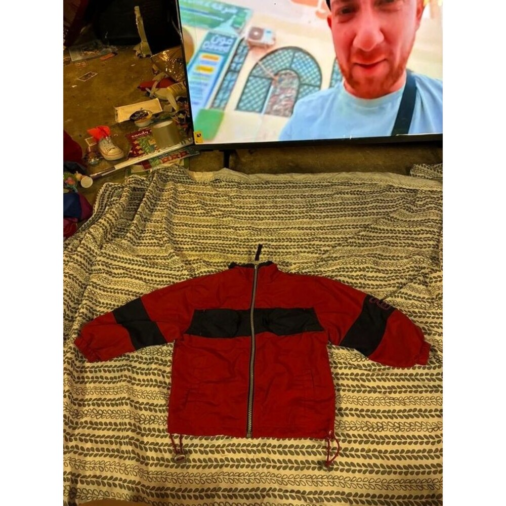 Boy’s Vintage Kids Headquarters Red & Navy Zip Up Windbreaker Size 3t